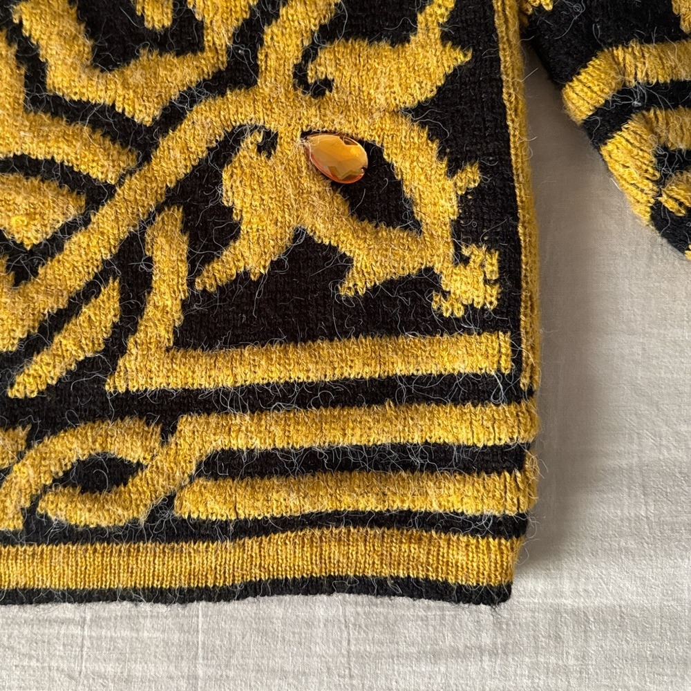 80's/90's Vintage Midnight Blues Womens‎ Embellished Small Sweater Jewel Fuzzy - Picture 4 of 12
